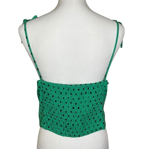 Gianni Bini NWT Junior’s XL Green Crop Cami Top Black Polka Dot Summer Retro - Picture 3 of 7